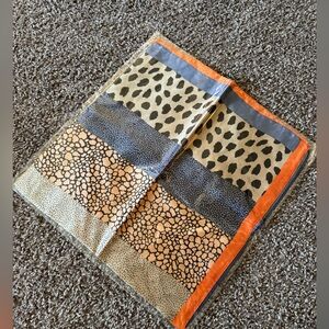 Orange blue neutral silky scarf